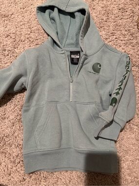 Carhartt Kids Sage Green Hooded Half-Zip Sweatshirt